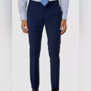 Bar III Men's Blue Plaid Skinny-Fit Wool Stretch Suit Dress Pants 32Wx32L